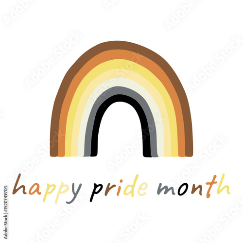 Colorful rainbow shape Bear brotherhood pride flag Happy pride day LGBTQIA community Pride Month Vector hand drawn doodle for posters, stickers, logo, cards