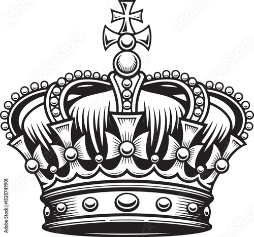 Vintage Crown Illustration Regal Design Element for Royalty, Heraldry, and Luxury Branding
