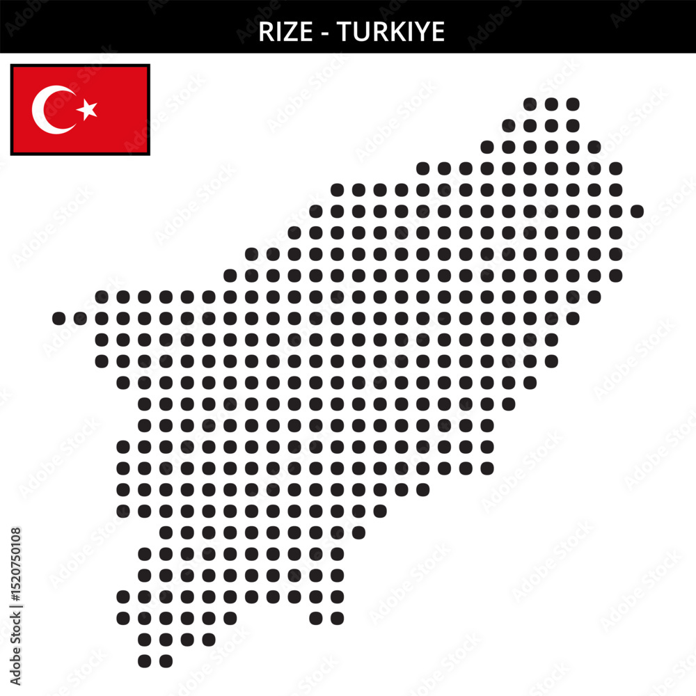 Fototapeta premium Big dots map of rize in Turkiye