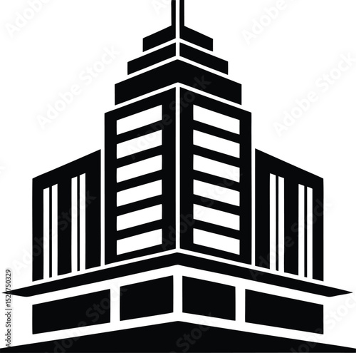 city building icon on white background. vector illustration. stock image.