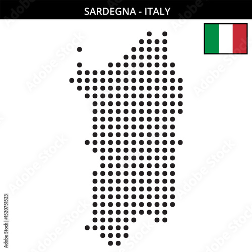 Big dots map of sardegna in Italy