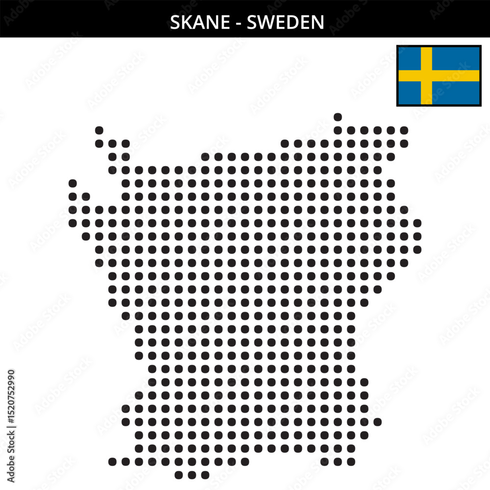 Obraz premium Big dots map of skane in Sweden