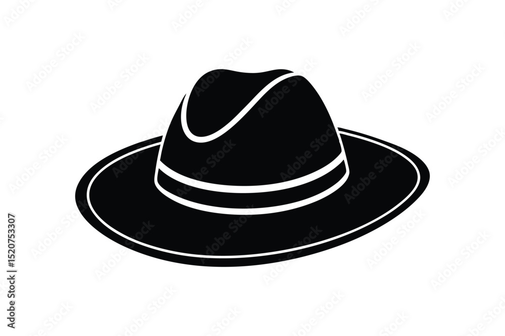 Fototapeta premium Silhouette art illustration of a modern festival hat with unique brim shape.eps