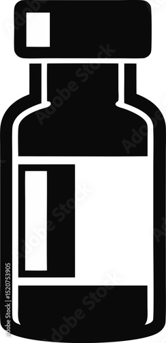Vaccine Vial Silhouette Vector Illustration 