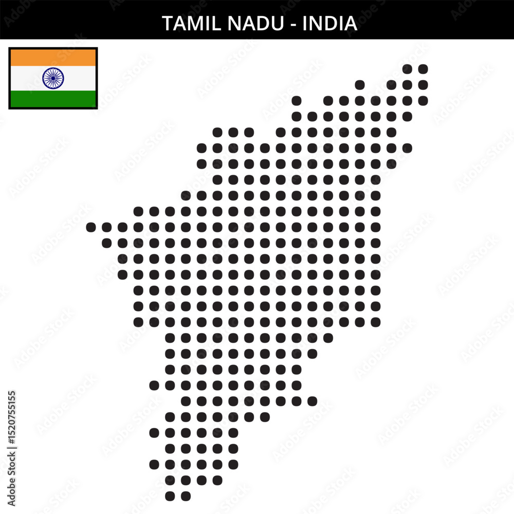 Fototapeta premium Big dots map of tamil-nadu in India