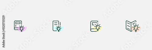 Book idea icons set collections. 4 type. Simple design. Vector illustration. 