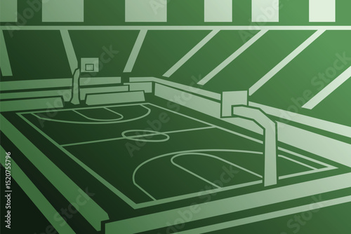 Basketball Court Field Arena Stadium Gradient Vector from Angled Perspective