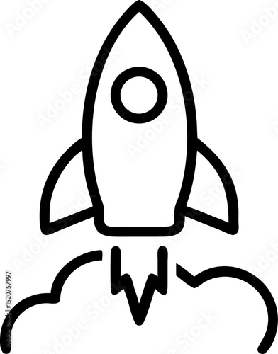project launch vector outline icon on white or transparent background