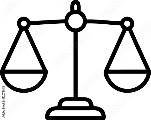 balance scale vector outline icon on white or transparent background