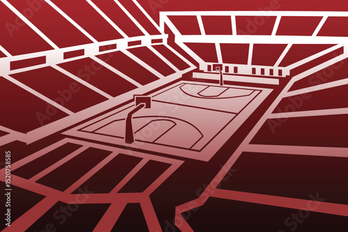 Basketball Court Field Arena Stadium Gradient Vector from Angled Perspective
