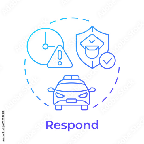 Respond blue gradient concept icon. Physical security ecosystem. Action based on analyzed threats. Protection. Round shape line illustration. Abstract idea. Graphic design. Easy to use in booklet
