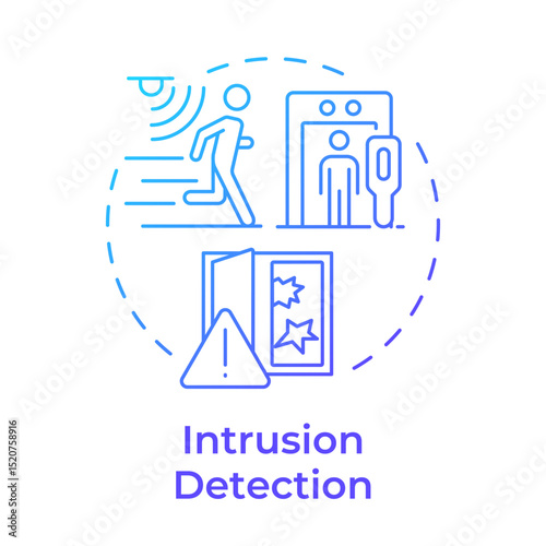 Intrusion detection blue gradient concept icon. Physical security system. Identify unauthorized entry attempts. Round shape line illustration. Abstract idea. Graphic design. Easy to use in booklet