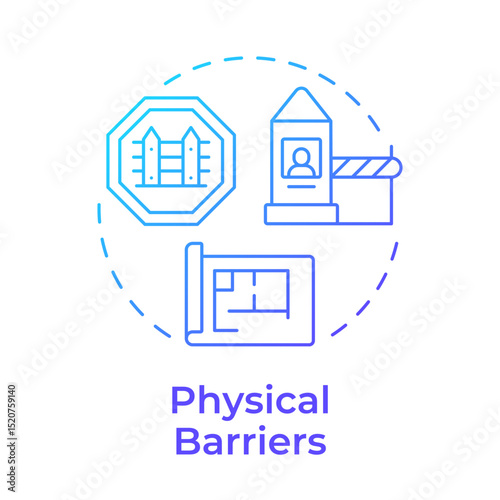 Physical barriers blue gradient concept icon. Security audit component. People flow control equipment. Round shape line illustration. Abstract idea. Graphic design. Easy to use in booklet