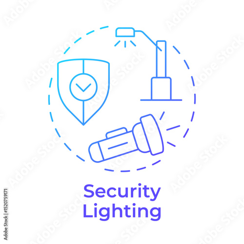 Security lighting blue gradient concept icon. Physical protection audit component. Enhance visibility on area. Round shape line illustration. Abstract idea. Graphic design. Easy to use in booklet