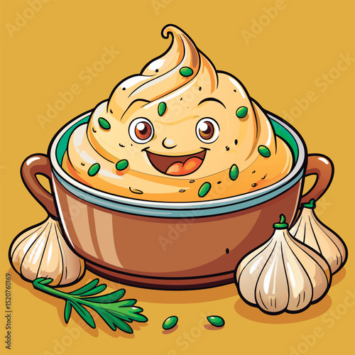 Smiling hummus in a bowl.