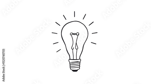 Light bulb idea , hand drawn , icon cartoon , white background