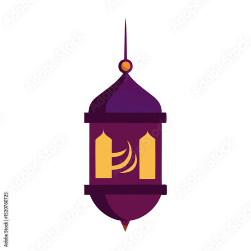 Dark purple lantern-themed Eid graphic with minimalist text and golden illumination.