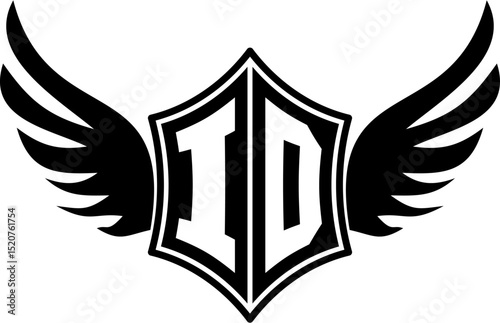 ID logo emblem with winged and shield template