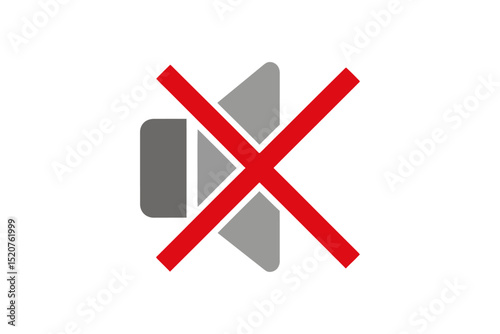 Muted Speaker Icon with Red Cross Symbol on White Background