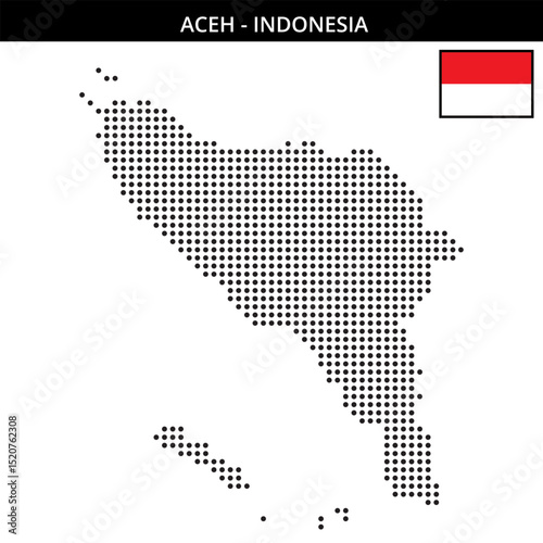 Medium dots map of aceh in Indonesia