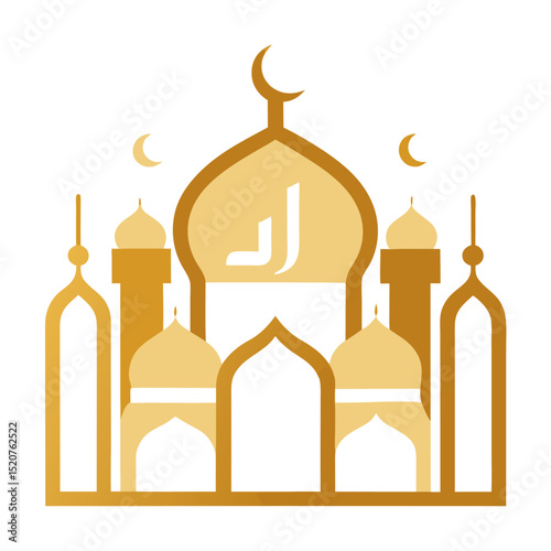 Subtle mosque silhouette with soft lights on ivory for a serene Eid Mubarak message.