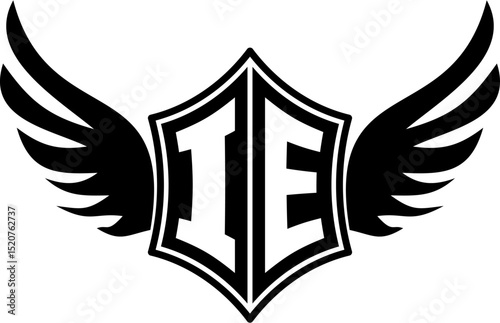 IE logo emblem with winged and shield template