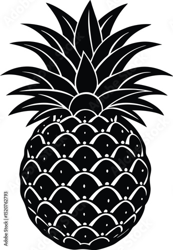 Pineapple Silhouette in Black and White Fruit Art with Minimalist Exotic Design for Vibrant Nature Illustration for Summer Decor