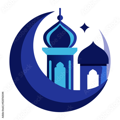 White and gold Eid card with minimalist hanging ornaments and elegant circular framing.