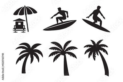 Beach Scene Icons for Summer Designs