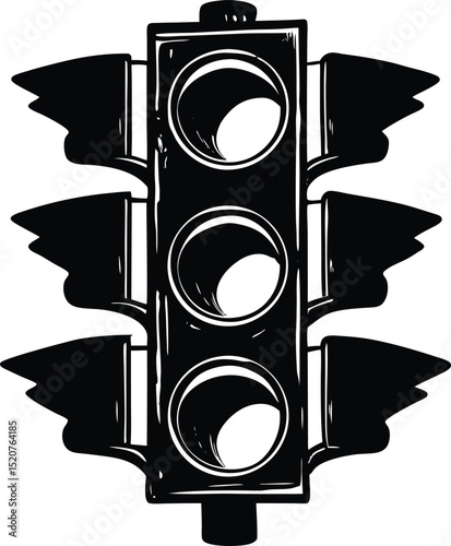 Traffic Light Silhouette Vector for Road Signal Graphics, Urban Navigation Icons, and Street Safety Illustrations