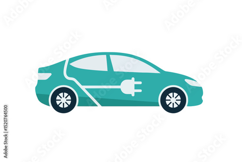 Electric Car Charging Vector Illustration on White Background
