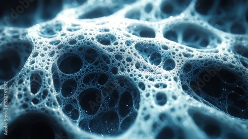 Abstract close-up of intricate blue cellular structures, showcasing organic patterns and textures, ideal for science, technology, or creative design themes.