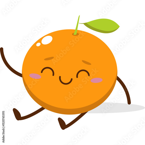 Cute orange character kawai vector for orange mascot. happy face, winking eye,. smile