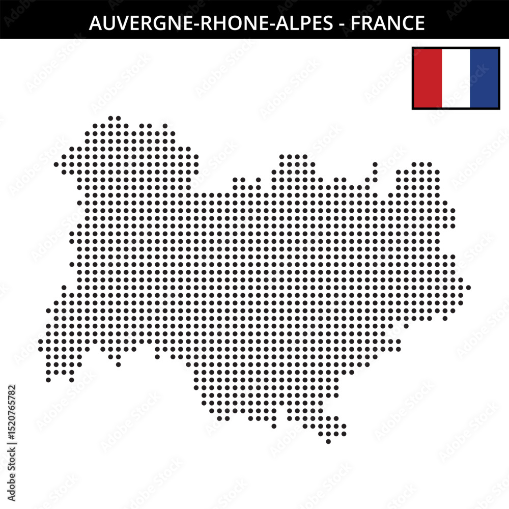 Fototapeta premium Medium dots map of Auvergne-Rhone-Alpes in France