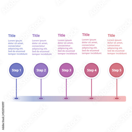 A modern flat vector infographic template showing a project or business timeline with arrows, icons, and steps. Ideal for reports, presentations, marketing plans, or education content. Fully editable 