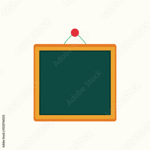 Simple vector illustration of a green chalkboard with orange frame hanging on wall