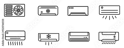 Air Conditioning, linear style icon set. editable	