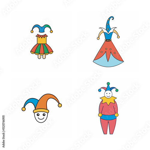 vector illustration of a set of jester 