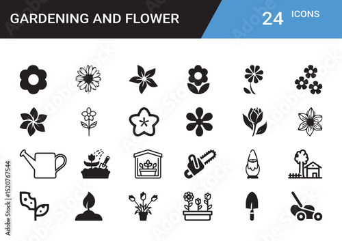 Gardening and Flower Icons Set