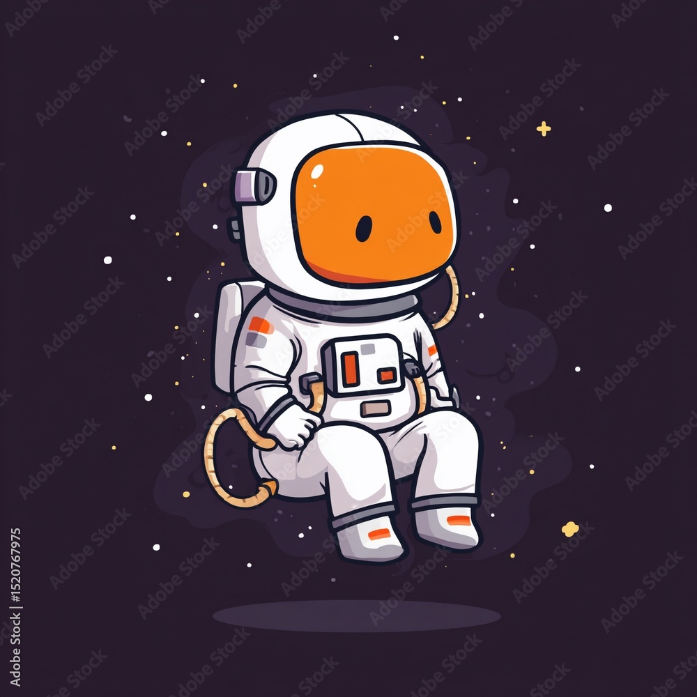 Naklejka premium Cute astronaut floating in space