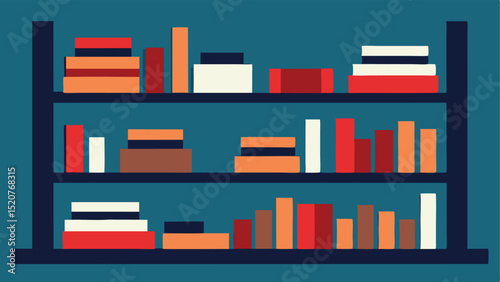 Stylized bookshelf illustration minimalist design education and home decor concept