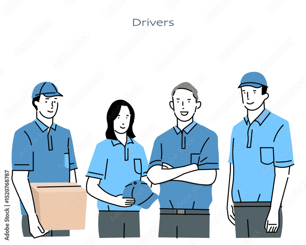 driver truck delivery business people-illpop com - logistics - warehouse - home delivery business-illpop.comドライバートラック配送業の仕事の人々ー物流ー倉庫ー宅配ビジネスイメージのイラスト素材