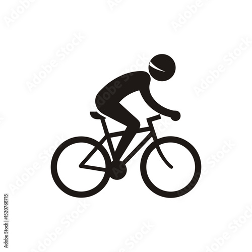 Cyclist silhouette riding bicycle minimalist design for sport and transportation concepts