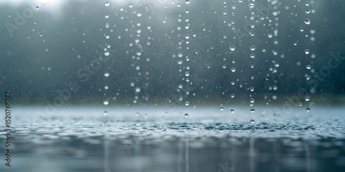 Wallpaper Mural Raindrops Falling on a Still Surface A Close-Up View of Rain Torontodigital.ca