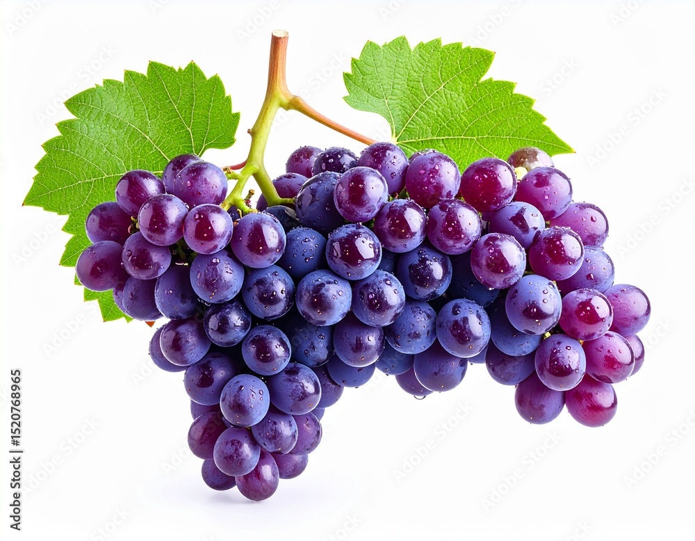 Fototapeta premium A bunch of purple grapes with a slight dew effect