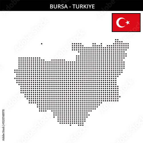 Medium dots map of bursa in Turkiye