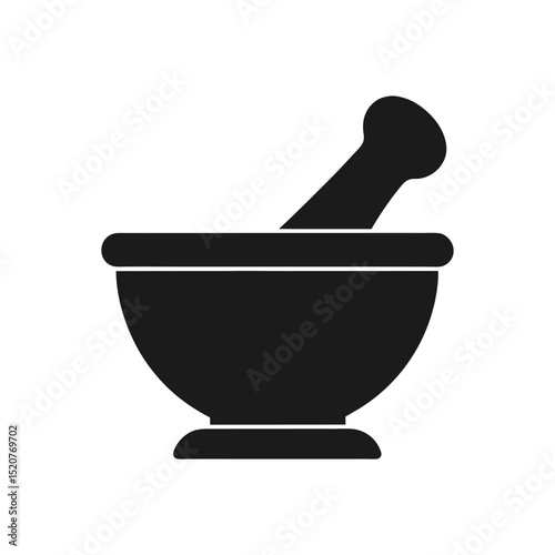 Minimalist black mortar and pestle vector illustration for culinary or pharmaceutical use