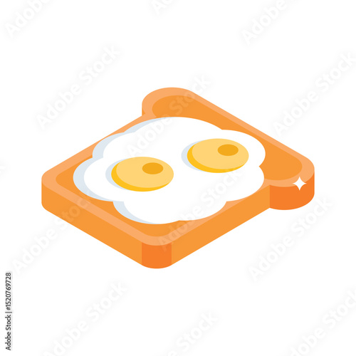 Visually engaging isometric style icon showing egg toast