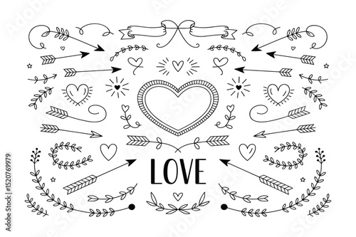 Love Arrows and Hearts Vector Design