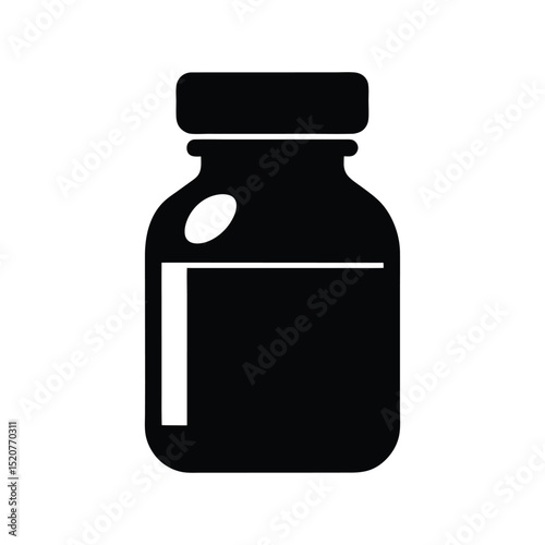 Medical jar icon black and white vector illustration for pharmaceutical use